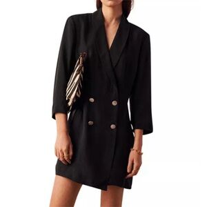 Ba&sh Arya Black Silky Blazer Dress Size XS